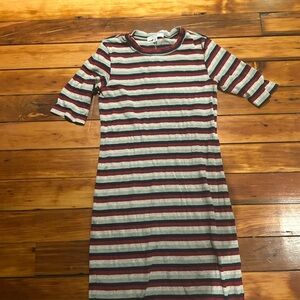 Striped Dress in Red and Gray